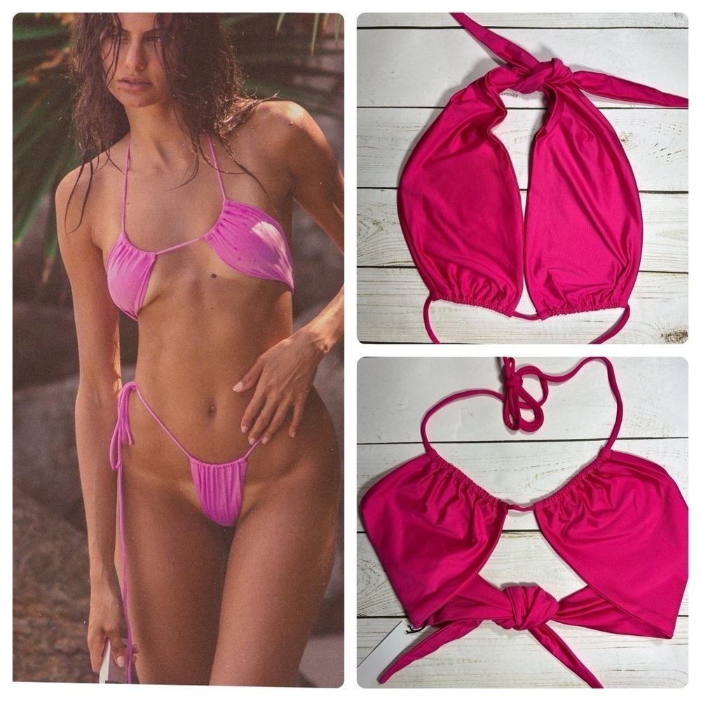 Monica Hansen | Money Maker Halter Bikini Top In Azalea Pink | M